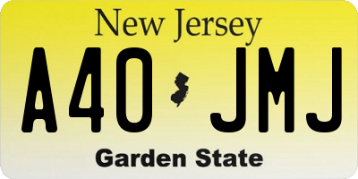 NJ license plate A40JMJ