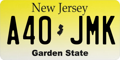 NJ license plate A40JMK