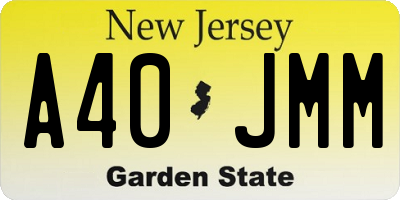 NJ license plate A40JMM