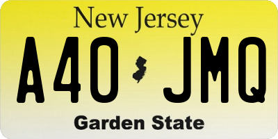 NJ license plate A40JMQ