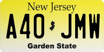 NJ license plate A40JMW