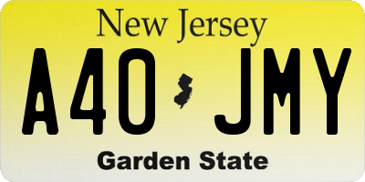 NJ license plate A40JMY