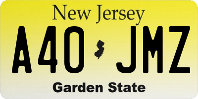 NJ license plate A40JMZ