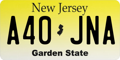 NJ license plate A40JNA
