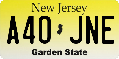 NJ license plate A40JNE