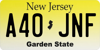 NJ license plate A40JNF