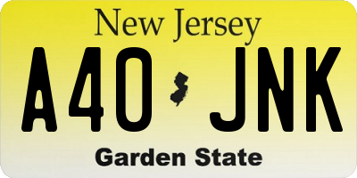 NJ license plate A40JNK