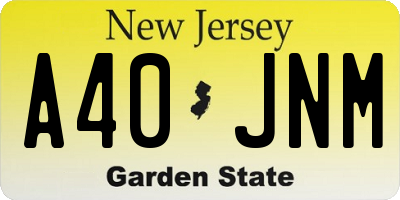 NJ license plate A40JNM