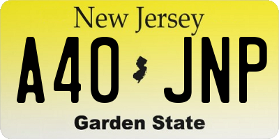 NJ license plate A40JNP