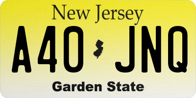 NJ license plate A40JNQ