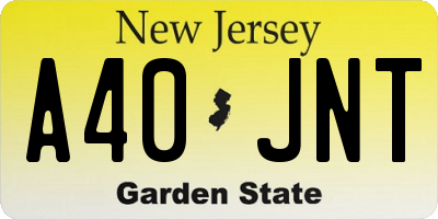 NJ license plate A40JNT
