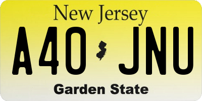 NJ license plate A40JNU