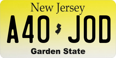 NJ license plate A40JOD