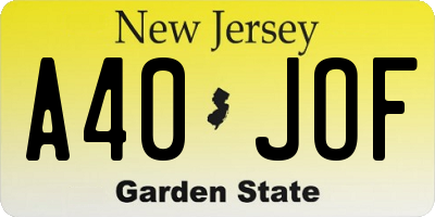 NJ license plate A40JOF