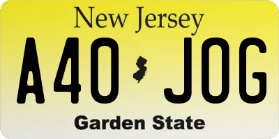 NJ license plate A40JOG