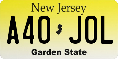 NJ license plate A40JOL
