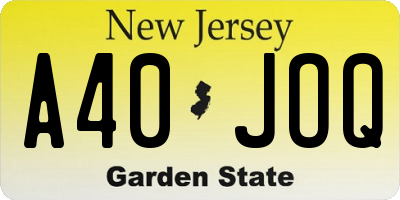NJ license plate A40JOQ