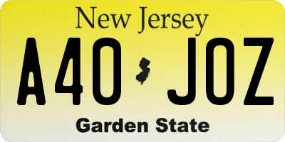 NJ license plate A40JOZ