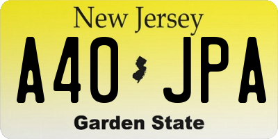 NJ license plate A40JPA