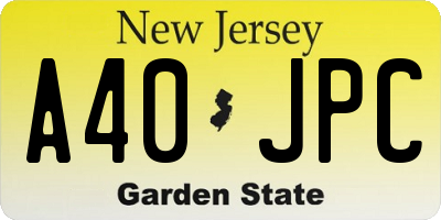 NJ license plate A40JPC