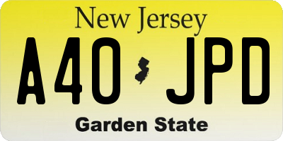 NJ license plate A40JPD