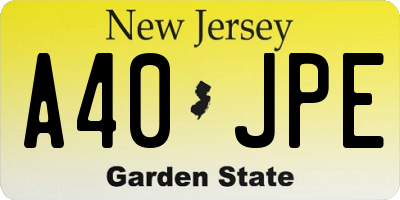 NJ license plate A40JPE
