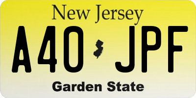 NJ license plate A40JPF