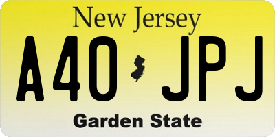 NJ license plate A40JPJ