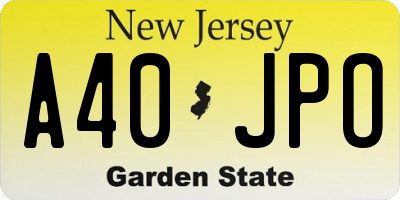 NJ license plate A40JPO