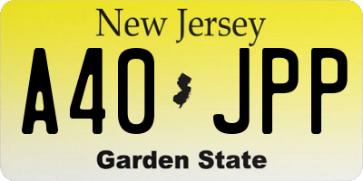 NJ license plate A40JPP