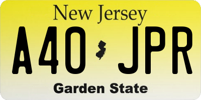 NJ license plate A40JPR