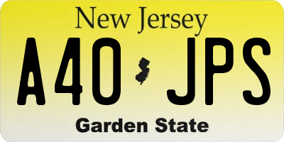 NJ license plate A40JPS