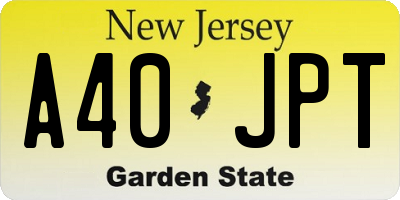 NJ license plate A40JPT