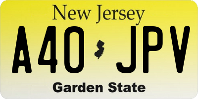 NJ license plate A40JPV