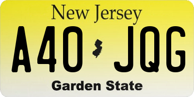 NJ license plate A40JQG