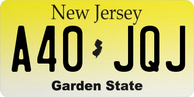 NJ license plate A40JQJ