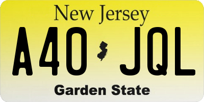 NJ license plate A40JQL