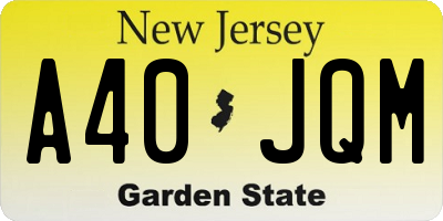 NJ license plate A40JQM