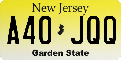 NJ license plate A40JQQ