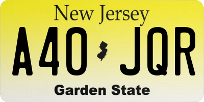 NJ license plate A40JQR