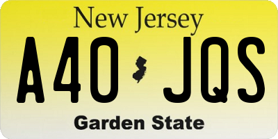 NJ license plate A40JQS