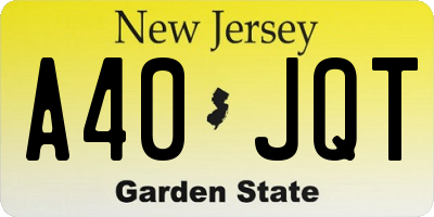 NJ license plate A40JQT