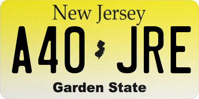 NJ license plate A40JRE