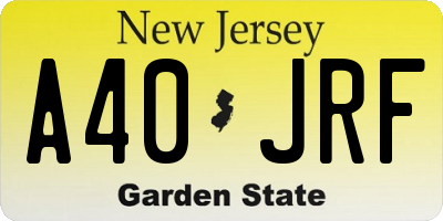 NJ license plate A40JRF