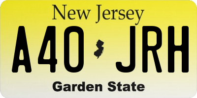 NJ license plate A40JRH
