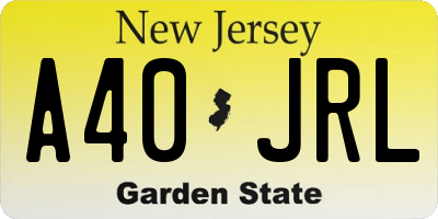 NJ license plate A40JRL