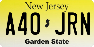 NJ license plate A40JRN