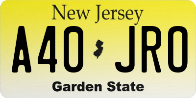 NJ license plate A40JRO