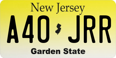 NJ license plate A40JRR