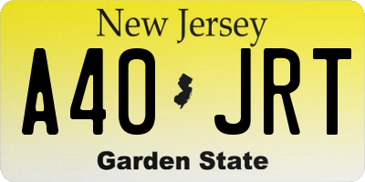 NJ license plate A40JRT